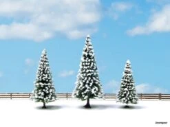 25234 Noch Schneetannen 3 Stück, 8 – 12 Cm Hoch
